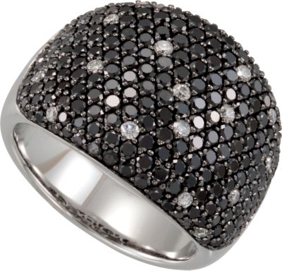 3 ct tw Black & White Diamond Ring with Black Rhodium Plating