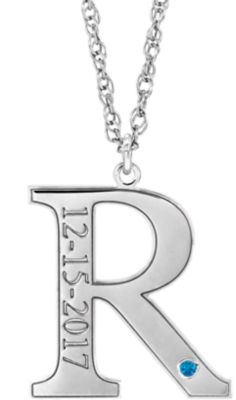 Engravable Accented Initial Necklace 