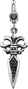 Black CZ Fleur-de-lis Dagger Charm