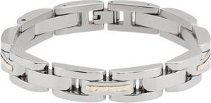 Stainless Steel Link Bracelet with 14KT Yellow Inlay