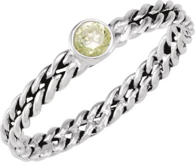 Stackable Peridot Colored CZ Ring