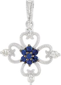 Genuine Blue Sapphire & Diamond Pendant