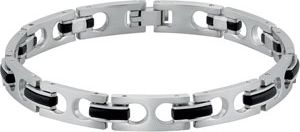 Stainless Steel Link Bracelet with Rubber Accents