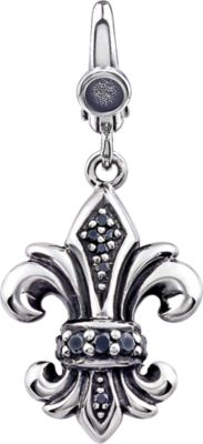 Black CZ Fleur-de-lis Charm