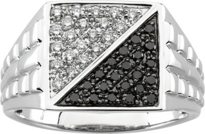 1/2 ct tw Gent's Black & White Diamond Ring