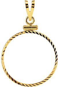Screw Top Diamond Cut Pendant Frame for U.S. $5.00 Coin