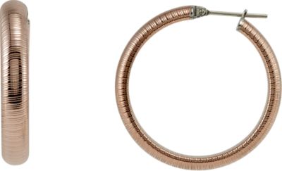 Amalfi&trade; Stainless Steel Half Round Textured Hoop Earrings
