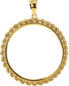 2.5mm Solid Rope Tab Back Frame Pendant for U.S. $20 or Mexican 1 Ounce Coin