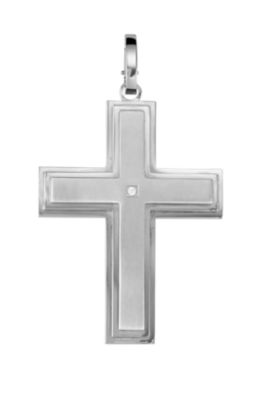 Stainless Steel & CZ Cross Pendant