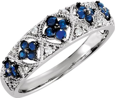 Genuine Blue Sapphire & Diamond Ring