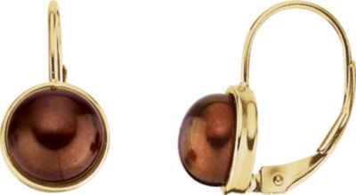 Freshwater Dyed Chocolate Cultured Pearl Lever Back Earrings