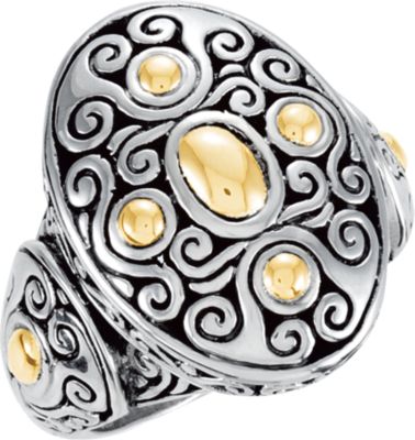 Two-Tone Filigree Design Fashion Ring