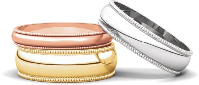 Milgrain Light Wedding Bands