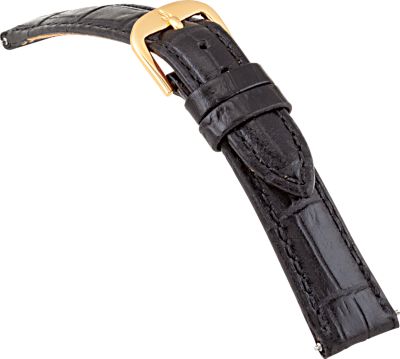 14mm Ladies Short Alligator Grain Padded Black Watch Strap