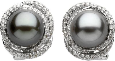 Tahitian Cultured Pearl & Diamond Earings