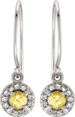 Halo-Style Sapphire Dangle Earrings