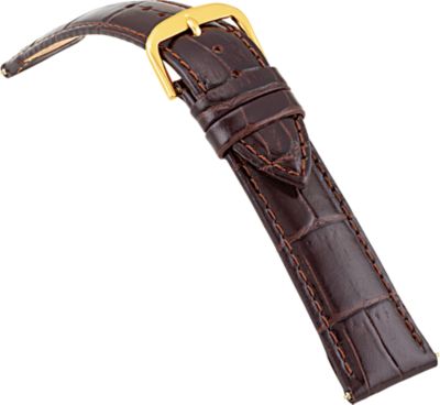 20mm Ladies Long Alligator Grain Padded Brown Watch Strap