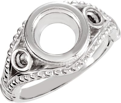 Bezel Set Beaded Design Engagement Ring