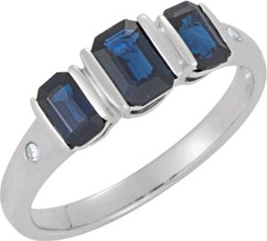 Genuine Blue Sapphire & Diamond Ring