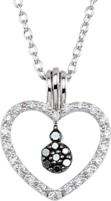 1/6 ct tw Black & White Diamond Heart 18