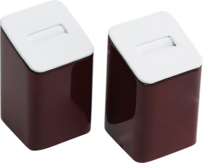 White Leatherette Large Ring Pedestals with Cherrywood Trim