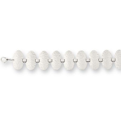 Amalfi&trade; Stainless Steel Oval Bracelet with Hammered Finish