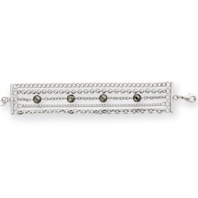 Amalfi&trade; Stainless Steel Multiple Chain Bracelet with Hemitite