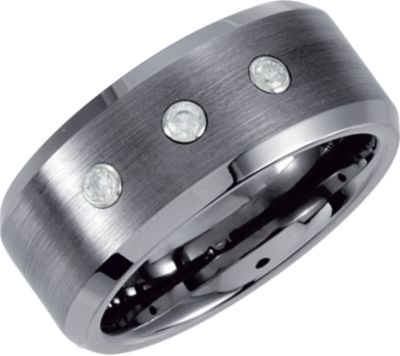 8.3mm Dura Tungsten&reg; Beveled Diamond Band with Steel Bezel