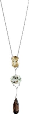 Genuine Lime Quartz, Green Quartz & Smoky Quartz Pendant
