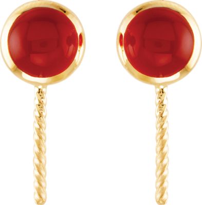 Genuine Carnelian Semi-mount Earrings