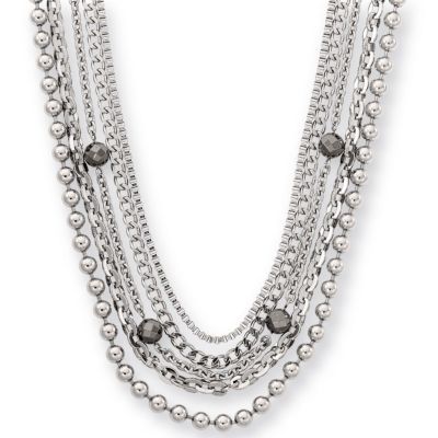 Amalfi&trade; Stainless Steel Multiple Chain Necklace with Hematite
