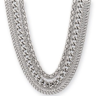 Amalfi&trade; Stainless Steel Multiple Chain Necklace with Toggle Clasp
