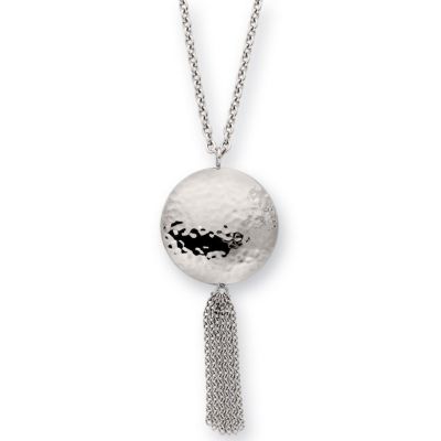 Amalfi&trade; Stainless Steel Lariat with Hammered Dome