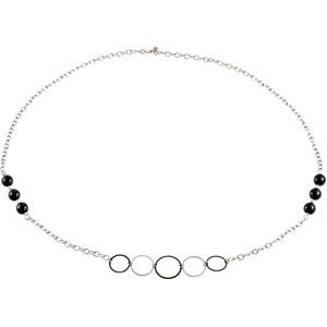 Stainless Steel Circle Necklace with Onyx Beads