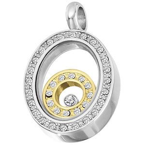 Amalfi&trade; Stainless Steel Oval Pendant with CZ's