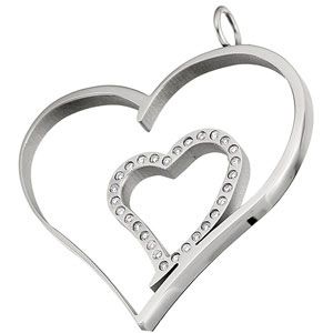 Amalfi&trade; Stainless Steel Heart Pendant with CZ's