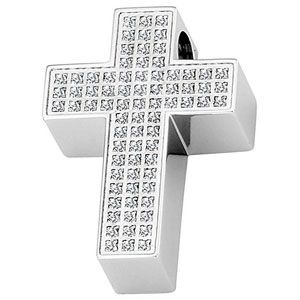 Amalfi&trade; Stainless Steel Cross Pendant with CZ's