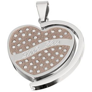 Amalfi&trade; Stainless Steel Heart Pendant with CZ's