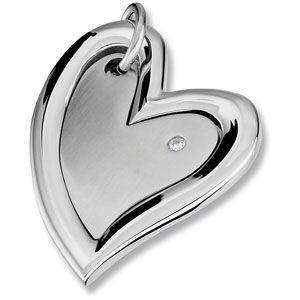 Amalfi&trade; Stainless Steel Heart Pendant with CZ