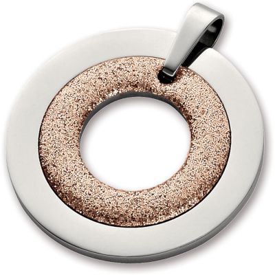 Amalfi&trade; Stainless Steel Glitter Circle Pendant with Immersion Plate
