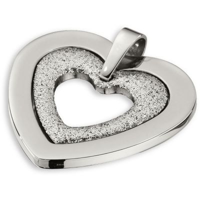 Amalfi&trade; Stainless Steel Glitter Heart Pendant with Immersion Plate