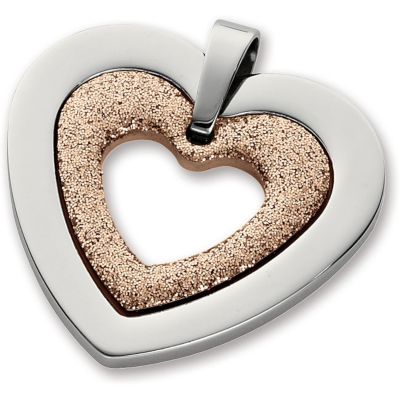 Amalfi&trade; Stainless Steel Glitter Heart Pendant with Immersion Plate