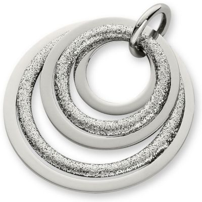 Amalfi&trade; Stainless Steel Circle Glitter Pendant or Necklace