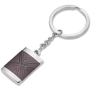Stainless Steel Wood Pattern Keyring