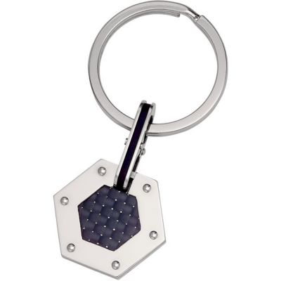Stainless Steel Hexagon Keyring with Carbon Fiber