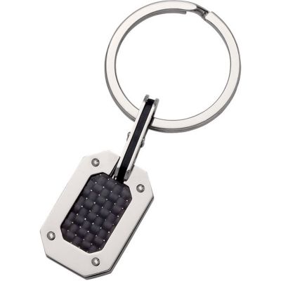 Stainless Steel Rectangular Key Ring with Carbon Fiber