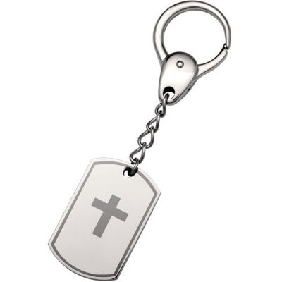 Stainless Steel Key Ring with Cross