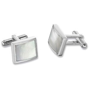 Stainless Steel Mother of Pearl Cuff Links
