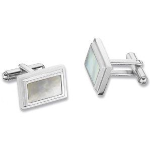 Stainless Steel Mother of Pearl Cuff Links