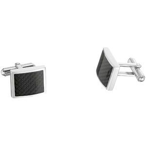 Stainless Steel Cuff Links with Black Carbon Fiber